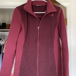 Maroon zip up North Face Jacket size medium